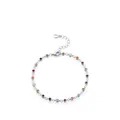 Elegant S925 sterling silver chain bracelet with round multi-color rainbow gemstones - 925 Sterling Silver