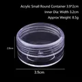 Transparent acrylic storage container with 3.9x2cm dimensions and 3.2cm inner diameter - Individual Round Jar 3.9x2cm