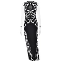 Abito smanicato con stampa leopardata, dettaglio cut-out e collo alto aderente - S / Nero