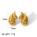 Chunky 18k gold plated stainless steel teardrop earrings for women, 34mm size - 18K Gold Plated Style / Gold (TE6657-G)