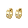 Minimalistische vergoldete Edelstahl-Creolen mit einem einzeln eingesetzten Zirkonia-Stein - 3*9 Ein Zirkon Gold
