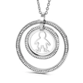 Silver hollow boy pendant necklace with double ring pavé setting crystals - Steel Color (Rhinestone Boy/Double Ring)