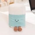 Cute white plush toy doll with blue fabric wrap and tiny brown corduroy legs - White Eraser / 15cm