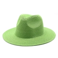 Dettaglio del cappello di paglia verde brillante con trama intrecciata per protezione solare - M(56-58cm) / Verde mela