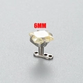 Top de anclaje dérmico cuadrado de circón amarillo con gema de 6 mm y base de plata - 6mm / Amarillo (3# Amarillo Claro)