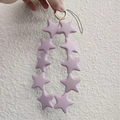 Cute purple silicone star-shaped keychain and phone strap with golden metal ring - Lilac Purple (10 Stars)