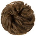 Messy brown synthetic hair bun extension with curly texture for messy bun hair style - Chocolate