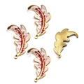 Golden leaf charms with red and white enamel accents for DIY jewelry earrings making - Leaf Style 11 / 26x38mm / Red