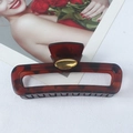 Handmade large square tortoiseshell hair claw clip in a glossy leopard print finish - Red Leopard Oval Gold Label