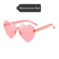 Watermelon red heart-shaped rimless sunglasses with trendy translucent one-piece lenses - Watermelon red