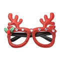 Red reindeer antler Christmas glasses frame with green holly leaves and sparkling rhinestones - SDYJ-5-6 Diamond Green Tree