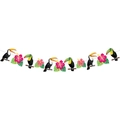 Hawaii-Party-Girlande mit Tukan-, Hibiskus- und Monstera-Ausschnitten aus Papier - Blume & Flamingo