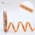 1cm orange grosgrain ribbon with black Just For You text for gift wrapping and DIY crafts - 1CM Grosgrain Ribbon [Orange just] 40 Yards
