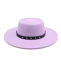 Detail of light purple wool fedora hat featuring black band with silver star metal studs - M (56-58cm) / Taro Purple