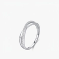 Eleganter S925 Sterlingsilber Kreuzring mit Pavé-Fassung aus weißen Zirkonia Steinen - US Größe 5 / Silber