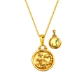 18K gold plated Scorpio zodiac necklace with round embossed pendant and star map detail - Scorpio