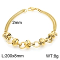 Collar de doble capa en acero inoxidable dorado con nudos, talla 200x8mm y peso 8g - Dorado (Pulsera)