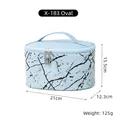 Blue marble PU makeup bag dimensions 21x12.3x15.5cm with handle and dual zippers - X-183 Oval Blue