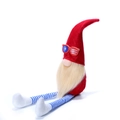 Gnome patriote aux longues jambes avec chapeau rouge et lunettes drapeau USA déco - Rouge