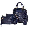 Ensemble de 4 sacs à main bleu foncé avec texture tissée et détails dorés - Bleu