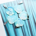 Set of five 15mm white opal heart pendants with metal clasps for DIY jewelry making - Opal (Synthetic)