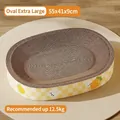 Extra large oval corrugated cat scratcher with yellow rabbit pattern and durable texture - 55x41x9cm / Oval - Extra Large (Carrot Rabbit)
