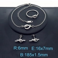 Silver stainless steel jewelry set with knot design including bracelet, ring and earrings - 3-Piece Set (Bracelet+Earrings+Size 6 Ring) / Steel
