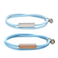 Light blue braided rope magnetic bracelets for couples with silver and rose gold bars - Sky Blue Pair