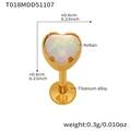 Titanium alloy lip stud with heart opal stone and round base in a golden finish - Gold Lip Stud (T018)