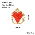 Pendentif cœur tissé à la main en verre rouge, blanc et doré pour bijoux DIY - Pendentif Cœur Rouge/Blanc/Or (P06055)