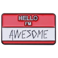 Rectangle enamel pin featuring Hello I'm Awesome text in red and white colors - HELLO I'M AWESOME (Red)