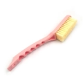 Spazzola ergonomica rosa a manico lungo con setole gialle per pulizia scarpe - Rosa di Alta Qualità