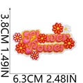 Detailed size chart of Flower Power butterfly embroidery patch with dimensions 6.3cm x 3.8cm - Style 11 (Flower Power Text)