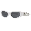 Retro Y2K oval sunglasses with white frames and silver metallic star detail - White Frame Gray Lens