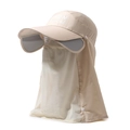Cappello da sole beige ad asciugatura rapida con maschera protettiva e occhiali flip-up - Regolabile / Cachi