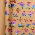 Brown kraft paper gift wrap featuring colorful gradient butterfly foil stamping design - Embossed Butterflies / 43cmx3m/Roll