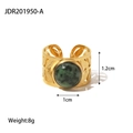 Detailed specs of the 18K gold leaf ring with a 1cm green stone and 1.2cm height - Turquoise Style (JDR201950-A)