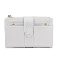 Silver pebbled leather short wallet for women with gold hardware and snap closure - Silver