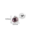 Micro-paved zircon earring with deep purple round stone and silver stainless steel screw - Purple Round Bead Style (902-2# Silver)