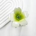 Gradient green flower hair claw clip in transparent resin for elegant styling - Green (Notched Frangipani)