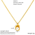 Diagramme détaillé d'un pendentif perle 14mm sur une chaîne de 45cm plaquée or 18k - Style Pendentif Petite Perle (SN067G)