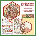 3D Panda Hot Pot Shop DIY sticker set with PET sheets and scenic cardboard base - Enthusiastic Hotpot