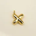 Polished 3D gold-tone letter X pendant with integrated bail and mirror finish - Letter X