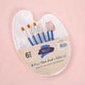 Set di pennelli artistici con tavolozza bianca e sei pennelli blu per pittura acrilica - Set con Manico Blu
