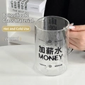 1000ml high borosilicate glass mug with side handle and money themed black text prints - 1000ml / Salary Increase Slogan Mug