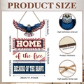 Patriotic wooden gnome hanging sign size dimensions with eagle and rope detail - Eagle Three Tier Slogan Style (Y24Y50896_Q)