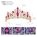 Dimensions détaillées de la couronne de mariée dorée avec strass roses et clairs - Plaqué Or Zirconium Rose Rouge
