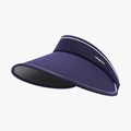 Navy blue foldable open top sun visor hat with wide brim and white contrast piping - Adjustable / Navy Blue