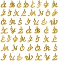 Vista dettagliata di ciondoli a forma di lettere dorate da A a Z per gioielli fai-da-te - 26 Pezzi (1 Per Tipo) / Oro