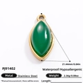 18k gold plated stainless steel marquise pendant with green stone, hypoallergenic jewelry - Marquise Green Gemstone Style (PJ91402)